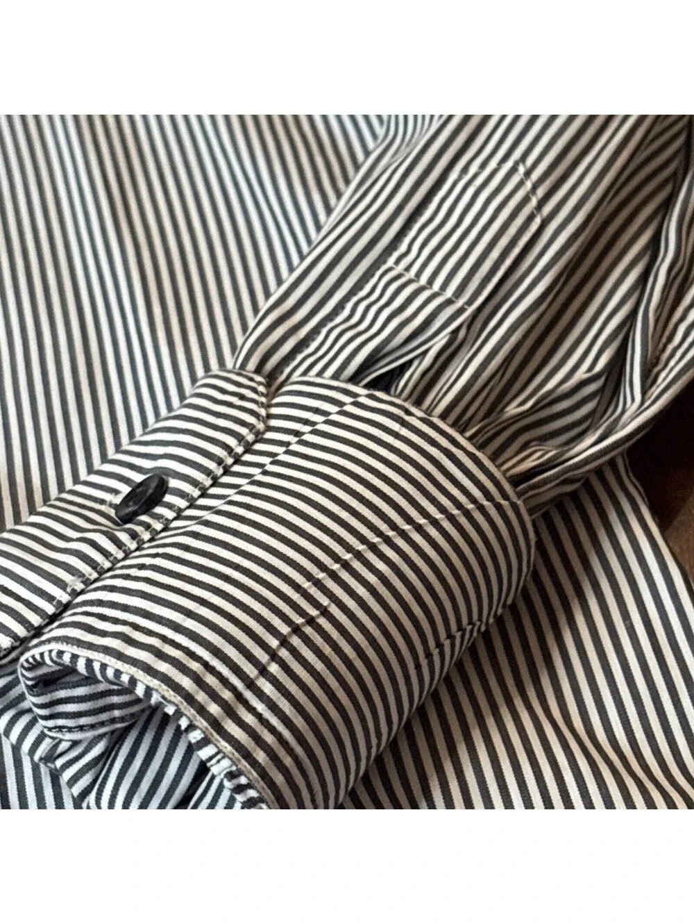DOLCE & GABBANA GOLD MADE IN ITALY MEN'S WHITE/BLK STRIPED LONG SLV DRESS SHIRT